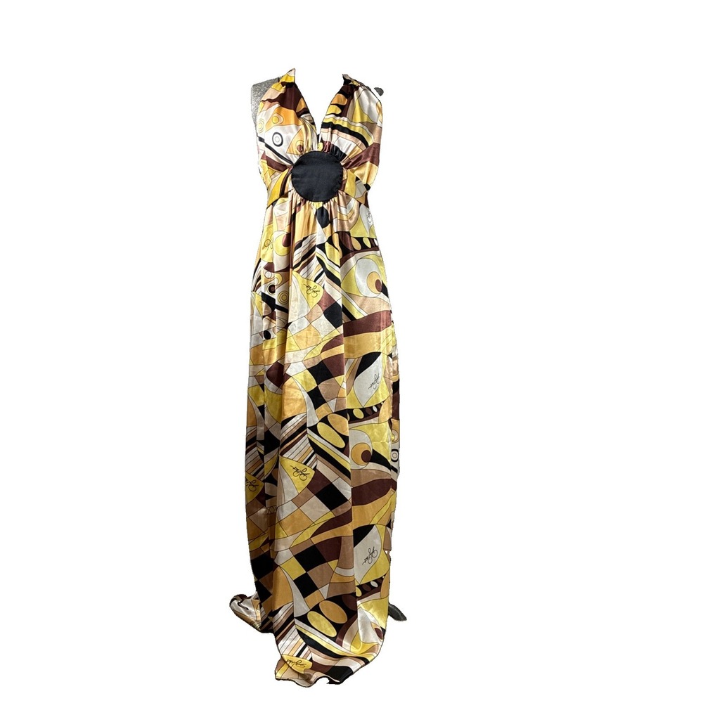 VTG Y2K Baby Phat Babydoll Halter Maxi Dress Juniors 11 Psychedelic 70s Revival